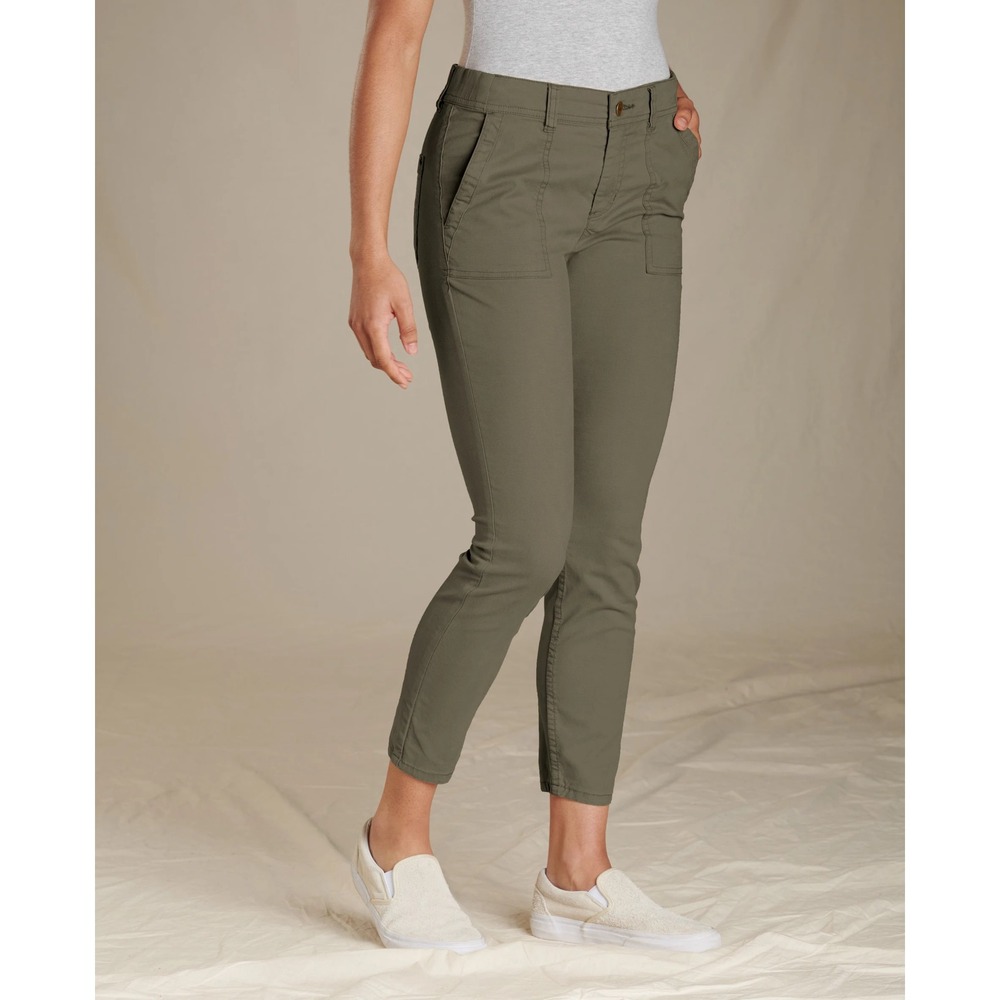 Toad&Co Womens Earthworks Ankle Pants 10 Olive Green Organic Cotton Outdoor